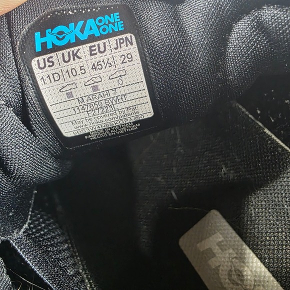Hoka‎ One One Arahi 7 Men\'s Running Shoes Black White Size 11 D 1147850 main image 8